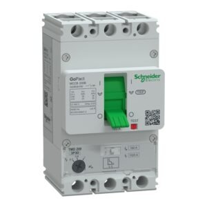 شنايدر G20B3A160 | قاطع الدائرة الكهربائية، GoPact MCCB 200، 3 أقطاب، 25 كيلو أمبير عند 415 فولت تيار متردد، تصنيف 160 أمبير، وحدة رحلة TMD، حماية حرارية قابلة للتعديل