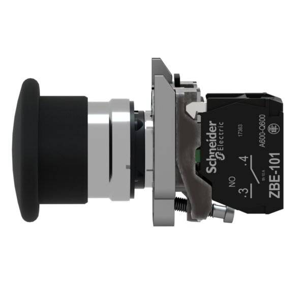 ⁦شنايدر XB4BC21 هارموني | زر ضغط، معدن، فطر أسود، Ø40، Ø22، إرجاع زنبركي، غير مميز، 1 NO⁩ - الصورة ⁦5⁩