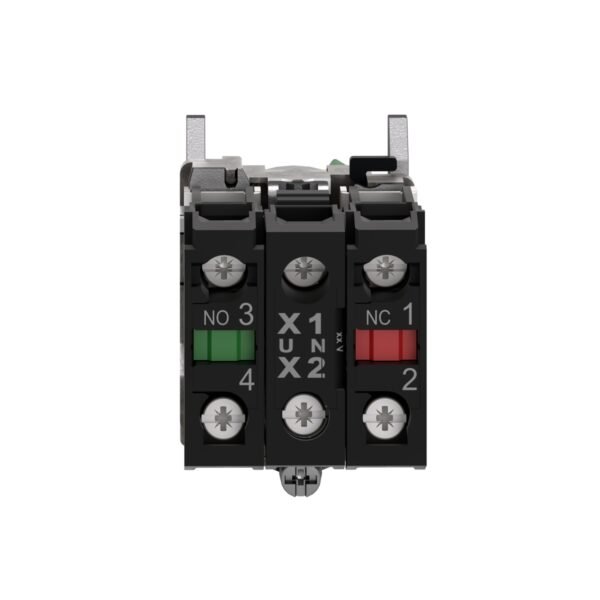 ⁦شنايدر XB4BK123B5 | مفتاح محدد مضاء، معدني، أخضر، Ø22، وضعين، ثابت، 24 فولت تيار متردد/تيار مستمر، 1 NO + 1 NC⁩ - الصورة ⁦4⁩