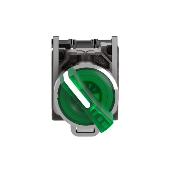⁦شنايدر XB4BK123B5 | مفتاح محدد مضاء، معدني، أخضر، Ø22، وضعين، ثابت، 24 فولت تيار متردد/تيار مستمر، 1 NO + 1 NC⁩ - الصورة ⁦6⁩