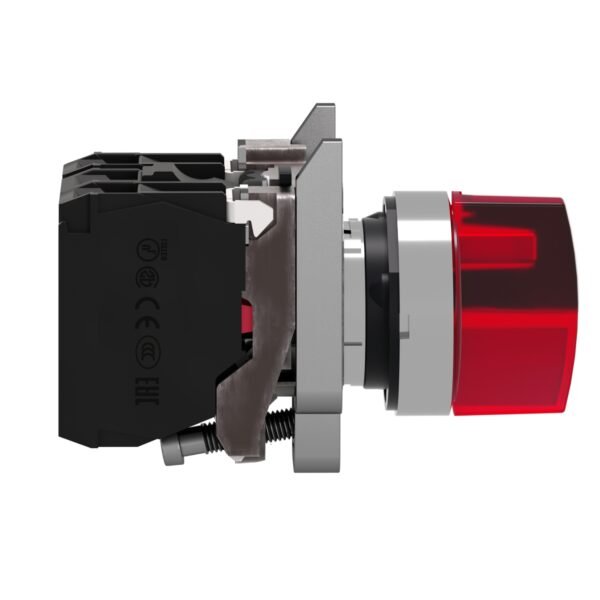 ⁦شنايدر XB4BK134B5 | مفتاح محدد مضاء، معدني، أحمر، Ø22، 3 أوضاع، ثابت، 24 فولت تيار متردد/تيار مستمر، 1 NO + 1 NC⁩ - الصورة ⁦3⁩