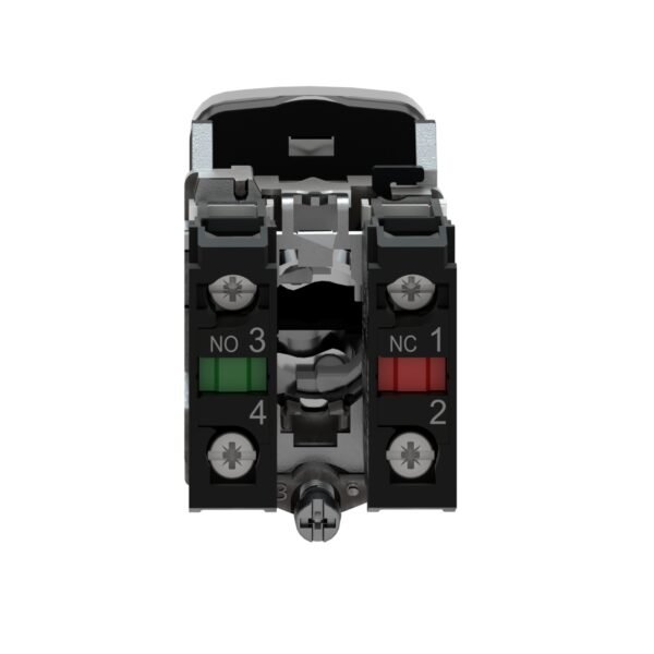 ⁦شنايدر XB4BL73415 | زر ضغط مزدوج الرأس، معدني، Ø22، 1 أخضر متدرج يحمل علامة I + 1 بارز أحمر يحمل علامة O، 1 NO + 1 NC⁩ - الصورة ⁦4⁩