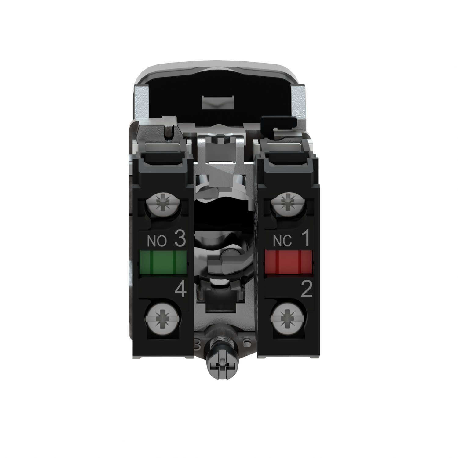 شنايدر XB4BL73415 | زر ضغط مزدوج الرأس، معدني، Ø22، 1 أخضر متدرج يحمل علامة I + 1 بارز أحمر يحمل علامة O، 1 NO + 1 NC - الصورة 4