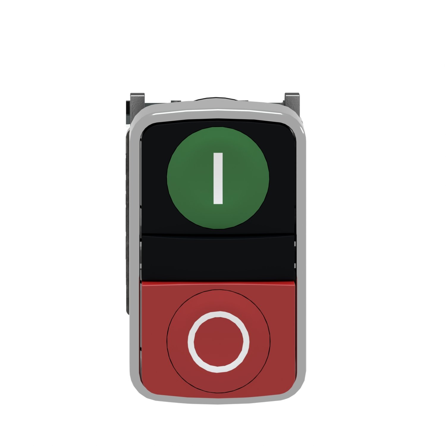 شنايدر XB4BL73415 | زر ضغط مزدوج الرأس، معدني، Ø22، 1 أخضر متدرج يحمل علامة I + 1 بارز أحمر يحمل علامة O، 1 NO + 1 NC - الصورة 5