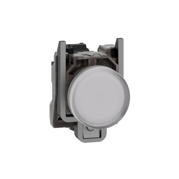 شنايدر XB4BVM1 هارموني | ضوء دليلي، معدني، أبيض، Ø22، عدسة عادية مزودة بمصباح LED مدمج، 230...240 فولت تيار متردد