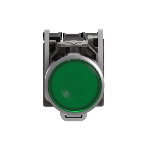 ⁦شنايدر XB4BW33M5 | زر ضغط مضيء، معدني، متساطح، أخضر، Ø22، إرجاع زنبركي، 230...240 فولت تيار متردد، 1 NO + 1 NC⁩ - الصورة ⁦6⁩
