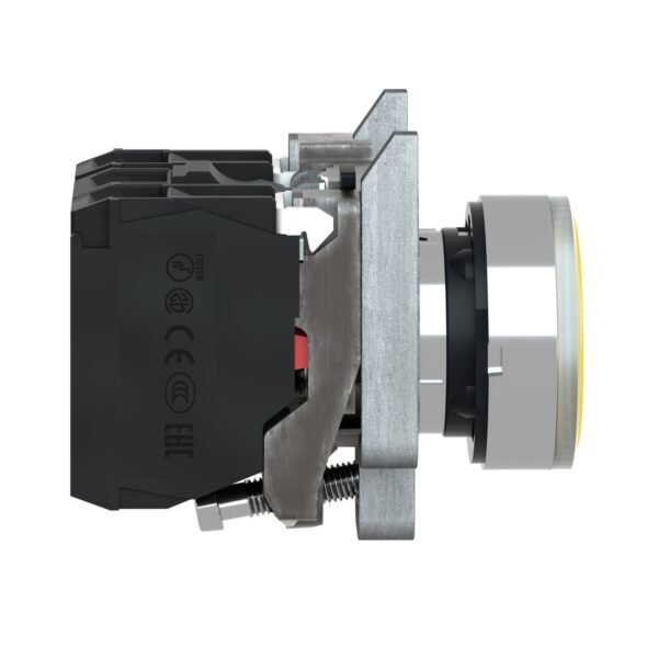 ⁦شنايدر XB4BW3565 | زر ضغط مضيء، معدني، متساطح، برتقالي، Ø22، إرجاع زنبركي، <= 250 فولت، 1 NO + 1 NC⁩ - الصورة ⁦3⁩