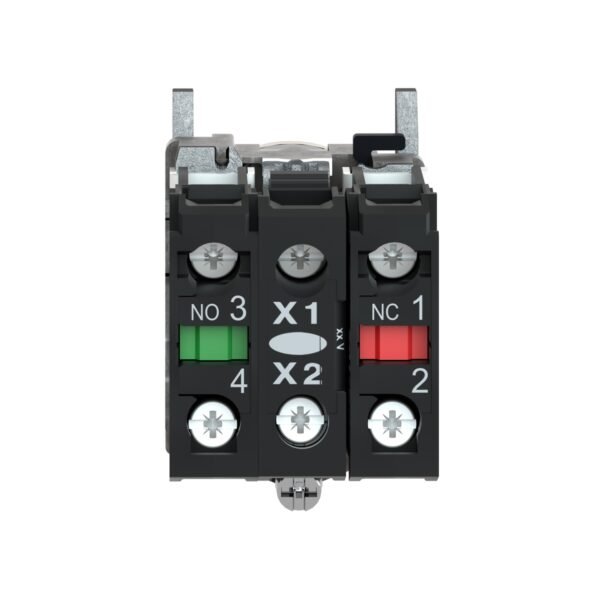 ⁦شنايدر XB4BW3565 | زر ضغط مضيء، معدني، متساطح، برتقالي، Ø22، إرجاع زنبركي، <= 250 فولت، 1 NO + 1 NC⁩ - الصورة ⁦4⁩
