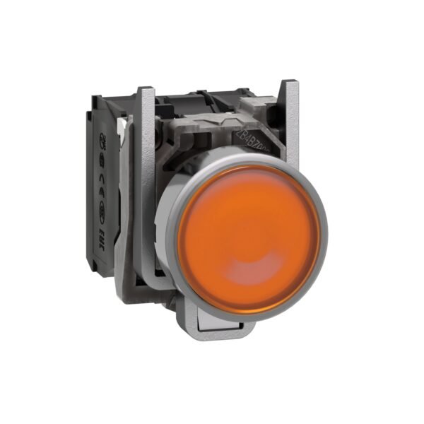 ⁦شنايدر XB4BW35G5 هارموني | زر ضغط برتقالي متدفق كامل Ø22 إرجاع زنبركي 1NO+1NC 110...120V⁩ - الصورة ⁦4⁩