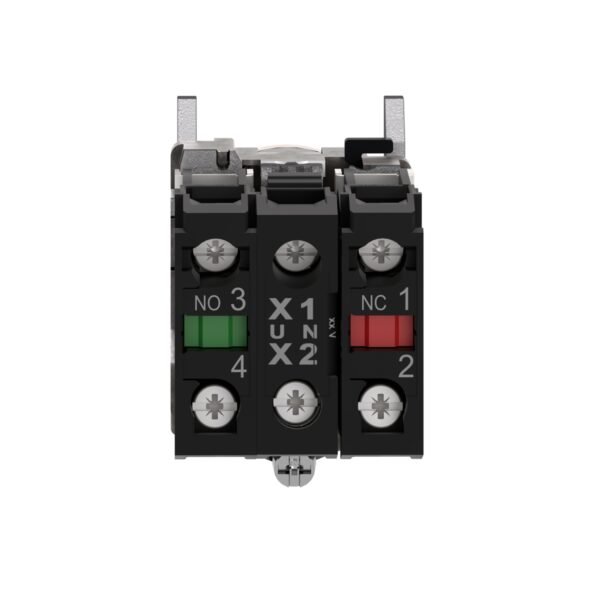 ⁦شنايدر XB4BW35G5 هارموني | زر ضغط برتقالي متدفق كامل Ø22 إرجاع زنبركي 1NO+1NC 110...120V⁩ - الصورة ⁦7⁩