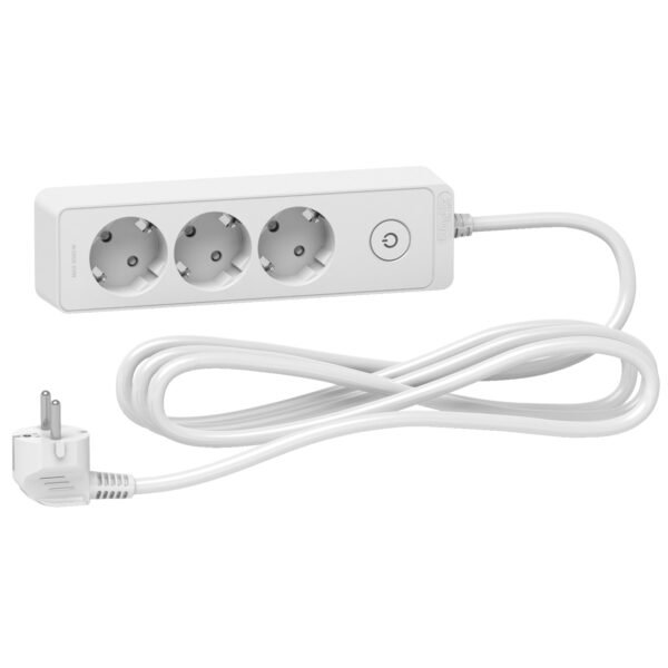Schneider ST9433W | Trailing lead, Unica extend, 3 Schuko, swicthable, 3m cable, white