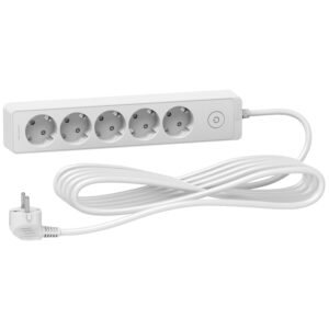 Schneider ST9455W | Trailing lead, Unica extend, 5 Schuko, 5m cable, white