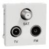 مقبس تلفزيون/FM/SAT من شنايدر NU345018، جديد من يونيكا، آلية، وحدتان، ذكر IEC 9.52 مم، IP20، أبيض