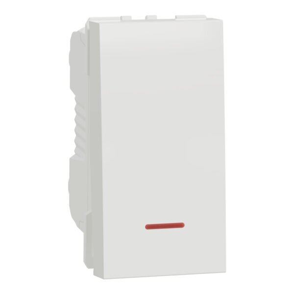 شنايدر NU316118S | مفتاح كهربائي، New Unica، 1-pole 1-way، 16AX، 1 وحدة، مصباح إشارة، أبيض