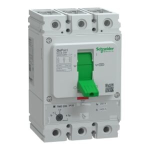 شنايدر G25F3A200 | قاطع الدائرة الكهربائية، GoPact MCCB 250، 3 أقطاب، 36 كيلو أمبير عند 415 فولت تيار متردد، تصنيف 200 أمبير، وحدة رحلة TMD، حماية حرارية قابلة للتعديل