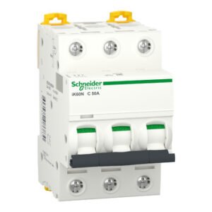 شنايدر A9K24350 | قاطع دائرة مصغر، Acti9 iK60N، 3P، 50 أمبير، منحنى C، 6000 أمبير (IEC 60898-1)