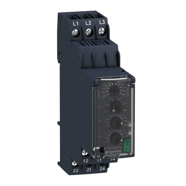 تتابع شنايدر RM22TR33 | مرحل التحكم في الجهد ثلاثي الطور 380…480Vac، 2 C/O