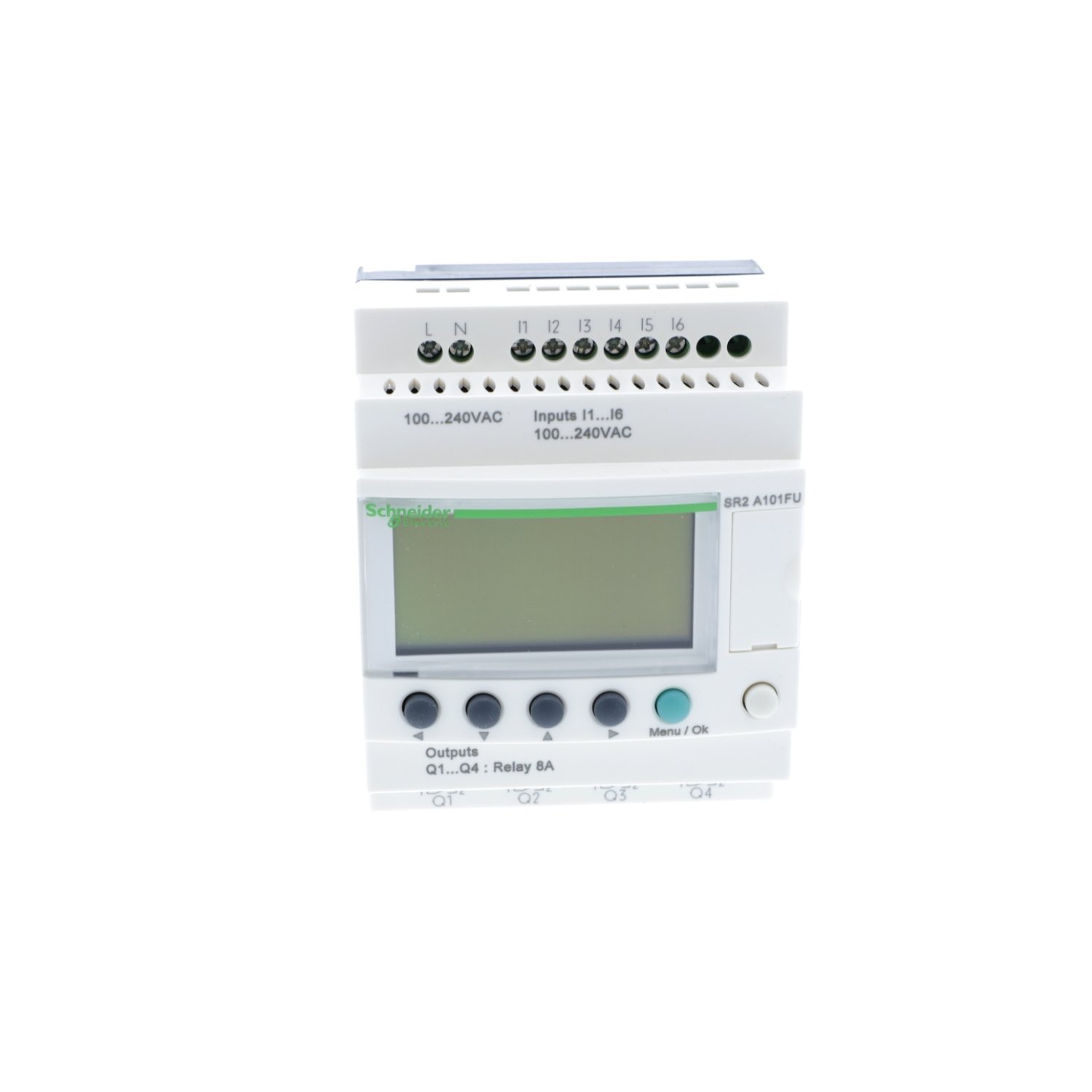 شنايدر SR2A101FU | مرحل ذكي مدمج زيليو لوجيك - ١٠ مدخلات ومخرجات - ١٠٠-٢٤٠ فولت تيار متردد - بدون ساعة - شاشة عرض - الصورة 2