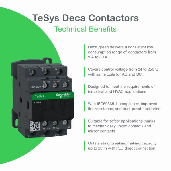 ⁦شنايدر LC1D09BD | موصل TeSys D - 3P (3 NO) - تيار متردد - 3 - <= 440 فولت 9 أمبير - ملف تيار مستمر 24 فولت⁩ - الصورة ⁦2⁩